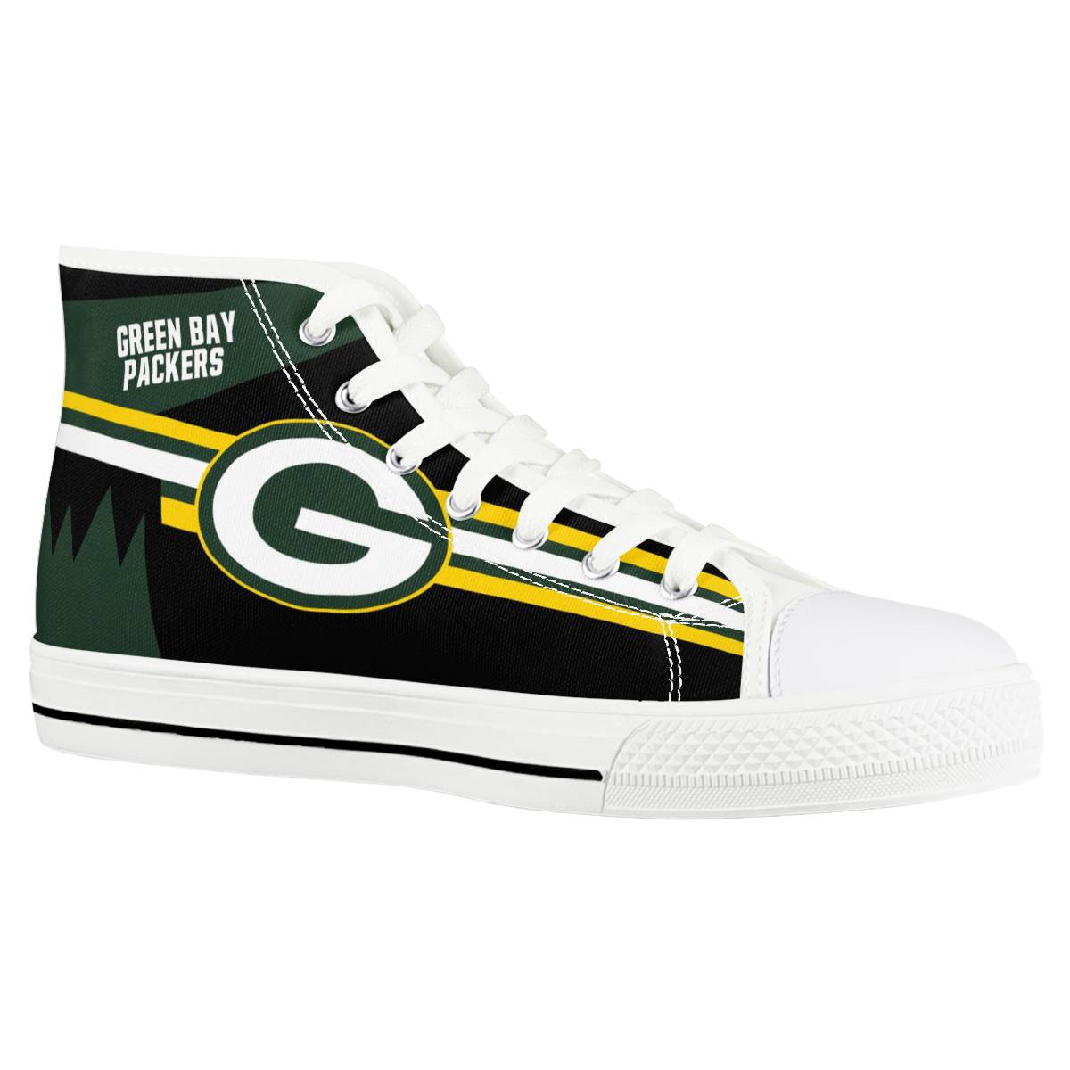 Women's Green Bay Packers High Top Canvas Sneakers 006